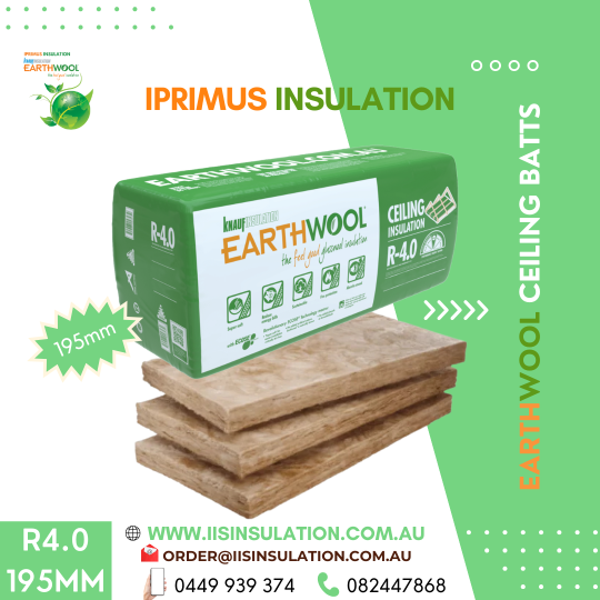 Earthwool Ceiling Batt Batt R4.0, Width(580mm), Thickness(195mm) & Area per pack (m2)10.1 – Width(430mm) & Area per pack (m2)7.5
