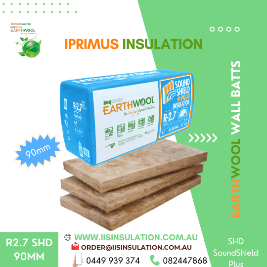 Earthwool Wall Batt R2.7 SHD SoundShield Plus, Width(580mm), Thickness(90mm) & Area per pack (m2)6.7 – Width(430mm) & Area per pack (m2)5.0