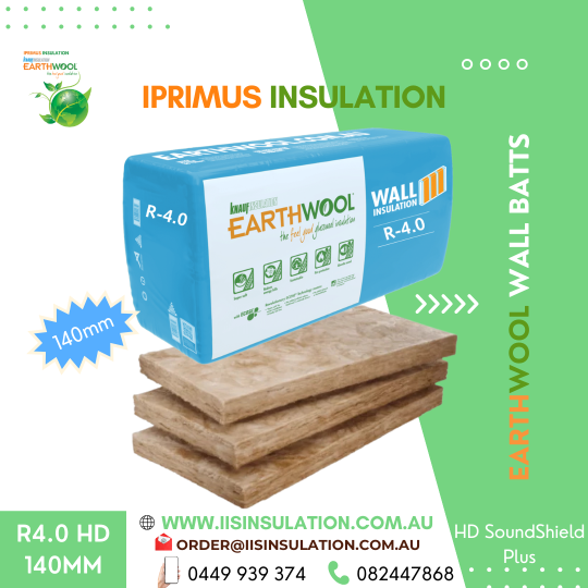 Earthwool Wall Batt R4.0 HD SoundShield Plus, Width(580mm), Thickness(140mm) & Area per pack (m2)6.1 – Width(430mm) & Area per pack (m2)4.5