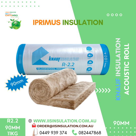 Knauf Insulation Acoustic Roll Density:11KG Est.R2.2, Width(600mm), Thickness(90mm) & Area per pack (m2)13.9