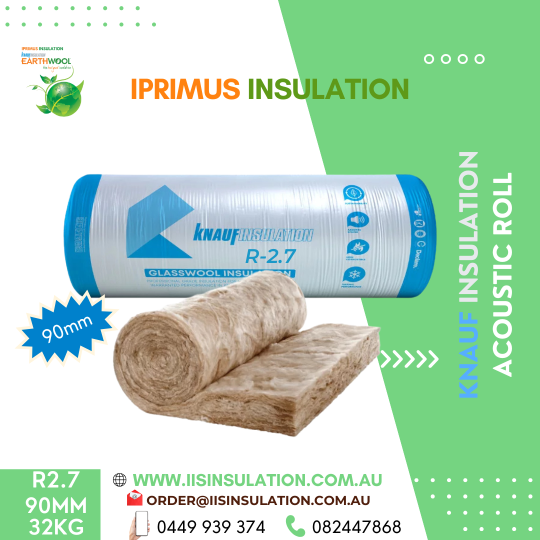 Knauf Insulation Acoustic Roll Density:32KG Est.R2.7, Width(600mm), Thickness(90mm) & Area per pack (m2)4.8 & Width(450mm), Area per pack (m2)3.6