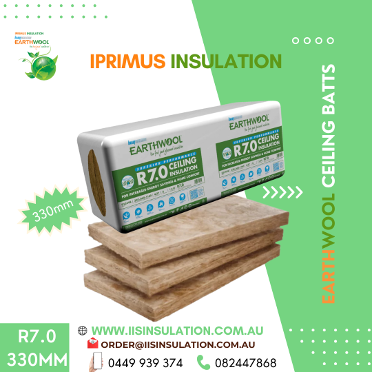 Earthwool Ceiling Batt Earthwool Ceiling Batt R7.0, Width(620mm), Thickness(330mm) & Area per pack (m2)5.8 - Width(460mm) & Area per pack (m2)4.3