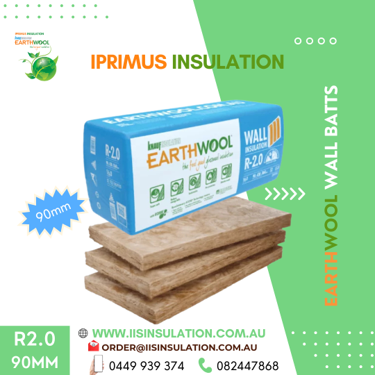 Earthwool Wall Batt R2.0, Width(580mm), Thickness(90mm) & Area per pack (m2)21.5 – Width(430mm) & Area per pack (m2)16.0