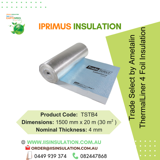 Trade Select ThermalLiner PC:TSTB4 Dimensions 1500mm x 20m (30m2), Thickness: 4mm