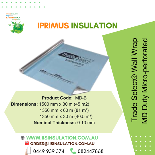 Trade Select Wall Wrap MD Duty Micro-perforated PC:MD-B Dimensions 1500mm x 30m (45 m2) Thickness: 0.10mm